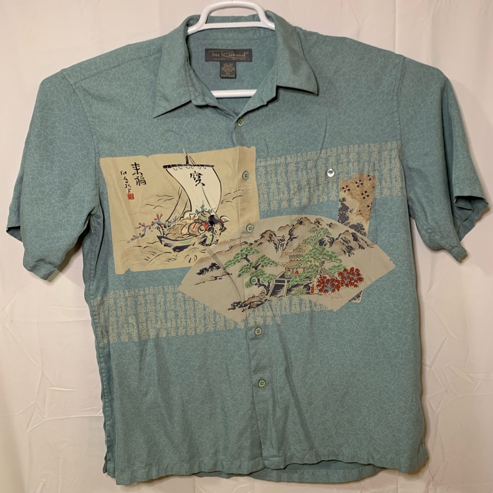 Tori Richard Mens L Silk Hawaiian Button Up Shirt